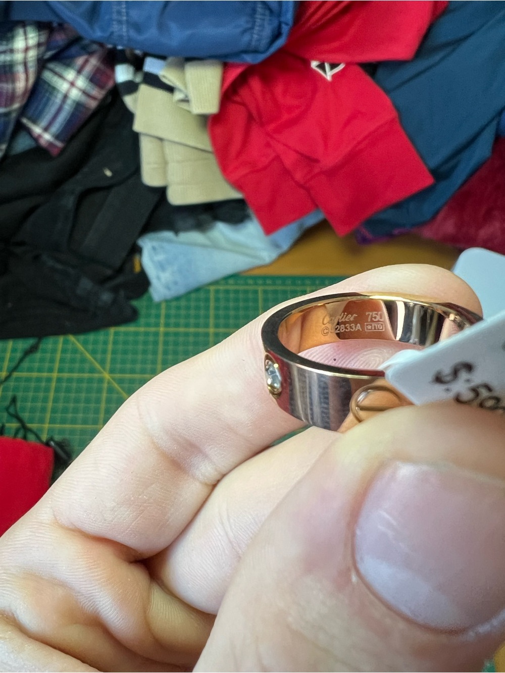 Gold Cartier love diamond ring 750 - Picture 5 of 16